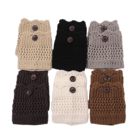 Crochet Knit Button Detail Boot Cuff Toppers - Picture 4 of 4